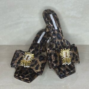 Leopard Print Women's Shoes with Gold Accents